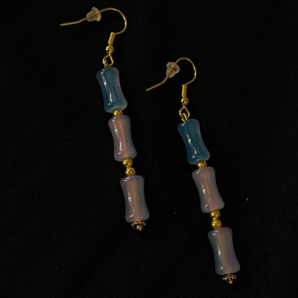 Pendientes "Blue Bamboo" – Cuentas de Resina Azul Glaciar
